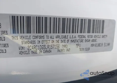 2020 Chrysler Voyager Lxi z USA, uszkodzony, nr VIN 2C4RC1DG5LR157156